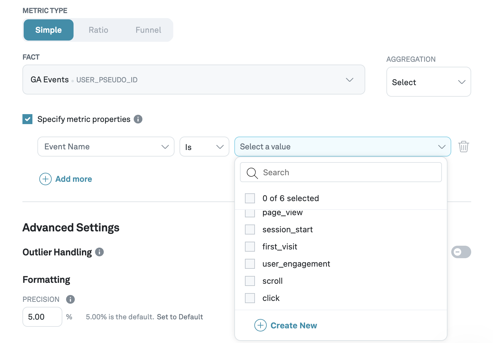 Adding a metric property