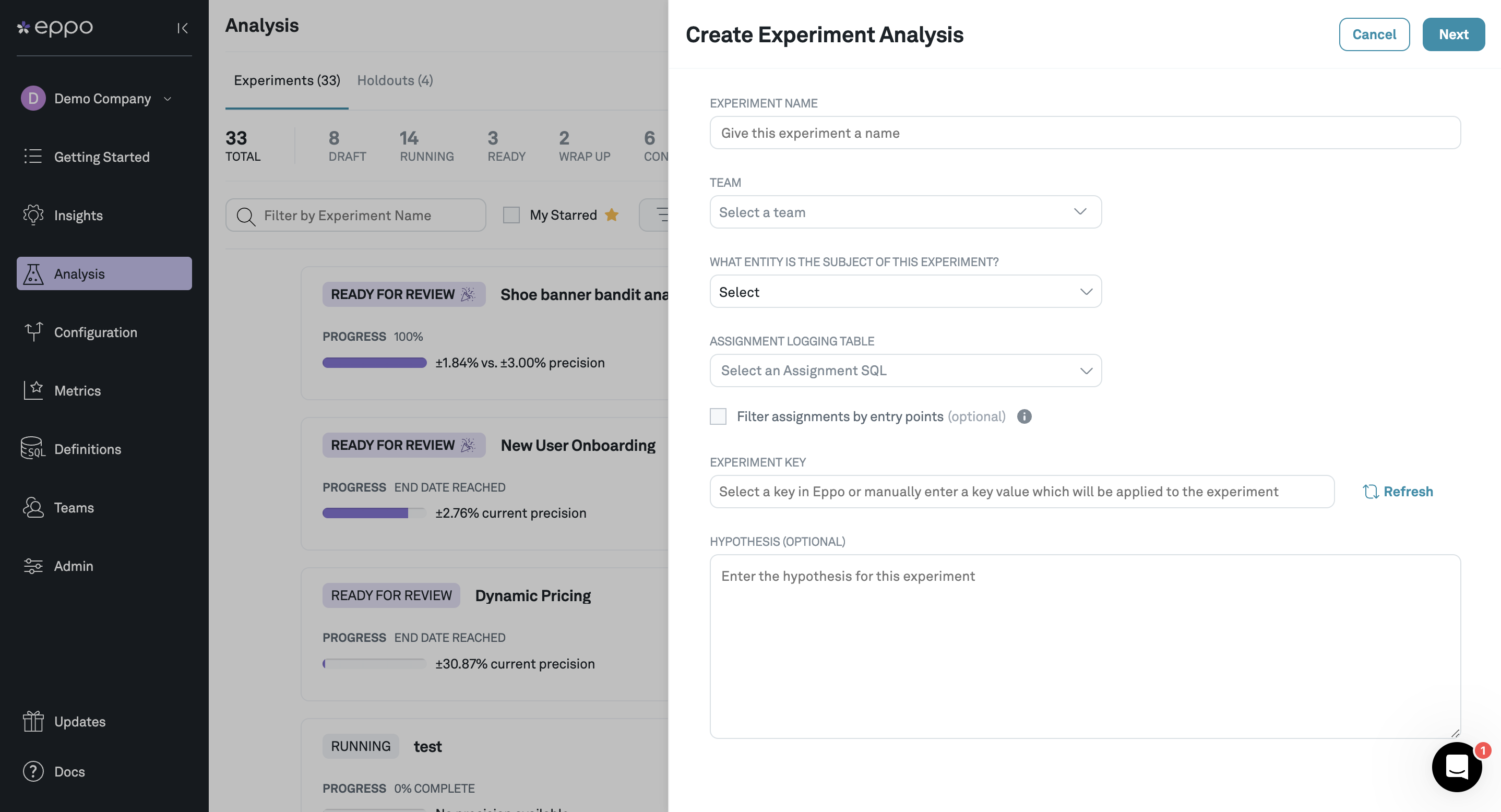 Fill experiment form