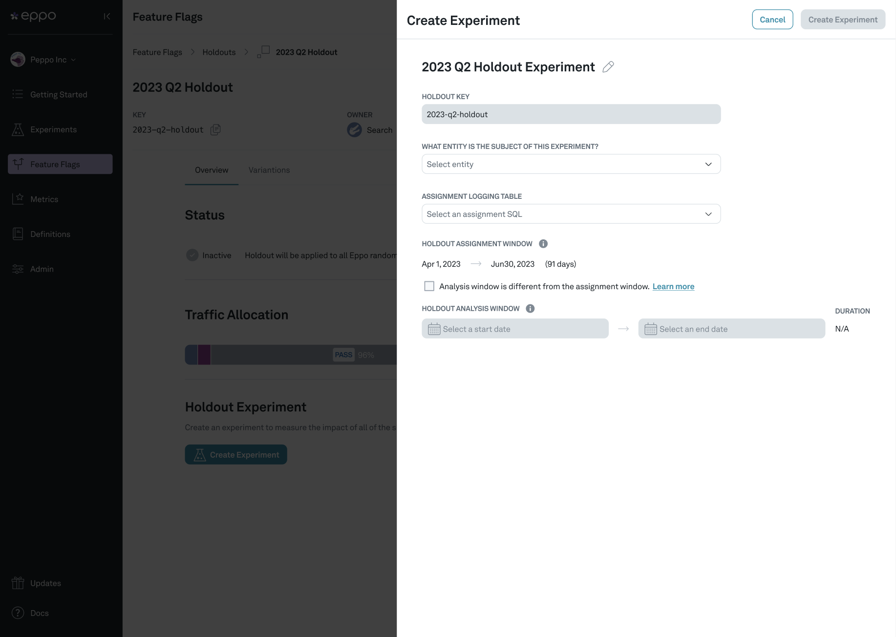 Creating a Holdout Analysis