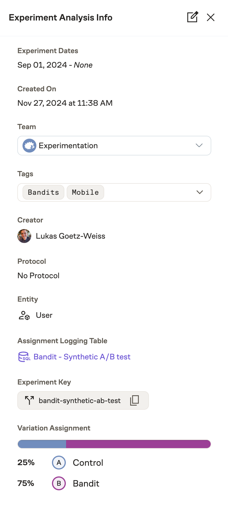 Adding tags to an experiment